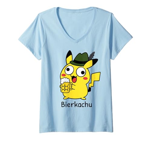 Damen BIERKACHU - Lecker Bierchen Wiesn Bayern Oktoberfest T-Shirt mit V-Ausschnitt von SAUFIMONS - Lecker Bierchen Bier Sauf Monster