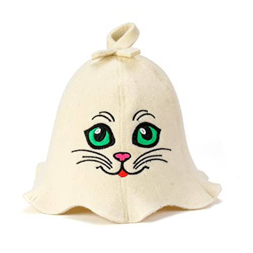 SAUNA GURU Sauna Kätzchenaugen Hut 100% Bio Wolle Filz Saunakappe Banya Hut Sauna Haarschutz Sauna Zubehör Bestickter Hut Russischer Saunahut Sauna Zubehör Sauna Geschenke für Damen und Herren SAUNA GURU Sauna Kätzchenaugen Hut 100% Bio Wolle Filz Saunakappe Banya Hut Sauna Haarschutz Sauna Zubehör Bestickter Hut Russischer Saunahut Sauna Zubehör Sauna Geschenke für Damen und Herren von SAUNA GURU