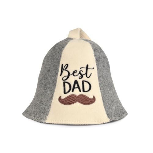 Saunahut für Damen und Herren aus Filz - Best Dad – Weißer Saunahut für Herren und Damen aus 100 Prozent Natürlichem Wollfilz – Saunamütze mit Stickerei – Hitze-Schutz – Inkl. Sauna E-Book Saunahut für Damen und Herren aus Filz - Best Dad – Weißer Saunahut für Herren und Damen aus 100 Prozent Natürlichem Wollfilz – Saunamütze mit Stickerei – Hitze-Schutz – Inkl. Sauna E-Book von SAUNA GURU