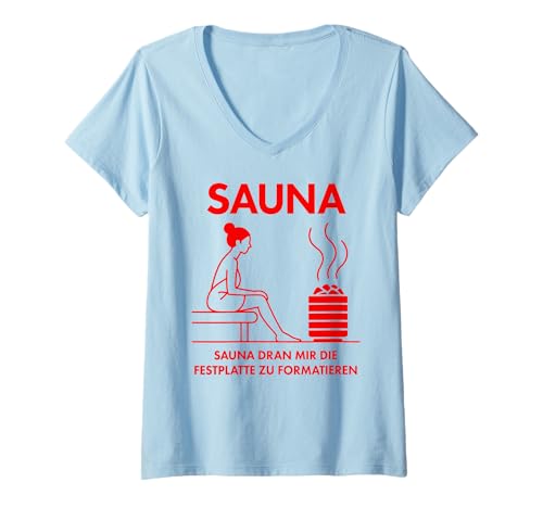 Damen Sauna - Sauna dran Mir die Festplatte zu formatieren. Bier T-Shirt mit V-Ausschnitt Damen Sauna - Sauna dran Mir die Festplatte zu formatieren. Bier T-Shirt mit V-Ausschnitt von SAUNA dran mir die Festplatte zu formatieren.