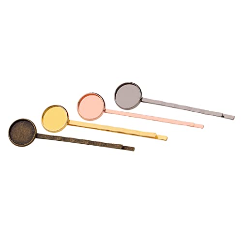 SAUNUCHI Haarnadeln aus Kupfer mit 12 mm silberfarbener Bronze-Schale, klare, gewölbte Glas-Cabochon-Abdeckung, nickelfrei, für DIY-Haar-Accessoires, goldfarben, 20 Stück von SAUNUCHI