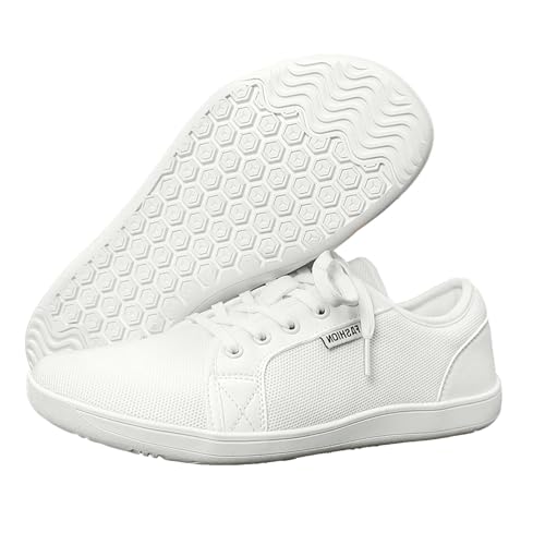 SAUTRV Barfußschuhe Turnschuhe Turnschuhe Barfußschuhe für Alltag Füße Gelenke & Körper Barfussschuhe für Damen und Herren Barfußschuhe Lug Damen, weiß, 42.5 EU von SAUTRV