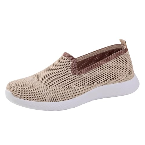 SAUTRV Damen Freizeitschuhe Frühling Sommer und Herbst Neue orthopädische Wanderschuhe Weiche Sohle Bequem Atmungsaktiv Outdoor Freizeitschuhe High Heel Komfort, beige, 39.5 EU von SAUTRV