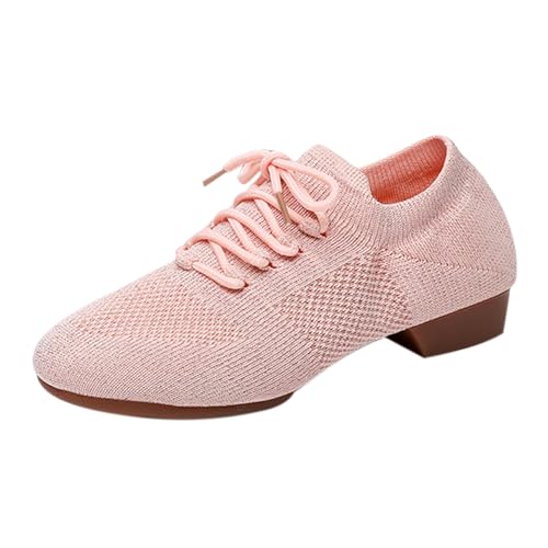 SAUTRV Damen Tanzschuhe Frühling Sommer und Herbst Blumen Cheerleading-Schuhe Erwachsene Weiche Unterseite Körper Trainingsschuhe Mesh Tanzschuhe Damen Leder Oxfords, rose, 38.5 EU von SAUTRV