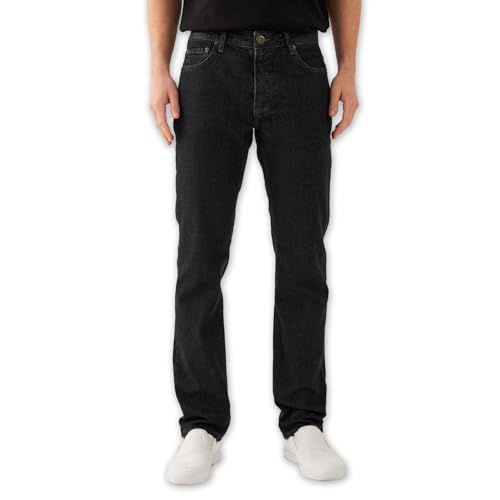 SAUVAGE DENIM Tapered Fit Jeans – Herrenjeans mit schmal zulaufendem Bein, moderner Schnitt aus 100 % Baumwolle, Perfekter Sitz, Robustes Denim im Five-Pocket-Stil, Farbe Anthrazit Schwarz, W36/L32 von SAUVAGE DENIM