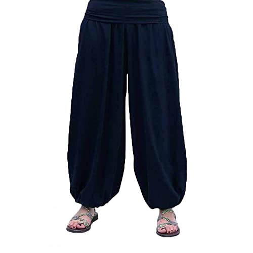 SAVARI | Baggy Hosen | Modell Aladin | Haremshose | Mit orientalischem Stil, breit, lang und bequem | Ideal für Yoga | Frauen und Männer | Glatt | Marineblau | Größe 3XL | Es gibt große Größen von SAVARI