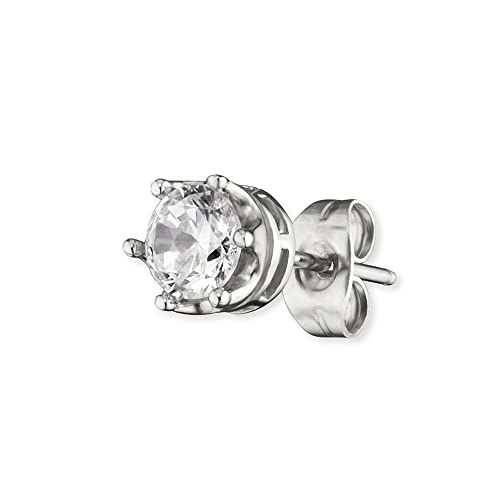 Save Brave Caesar Herren Ohrstecker aus Edelstahl mit einem weißen Zirkonia Stein - Butterfly Verschluss - Größe: 5,5 mm - ohne Nickel und Blei - inkl. Schmuckverpackung von SAVE BRAVE