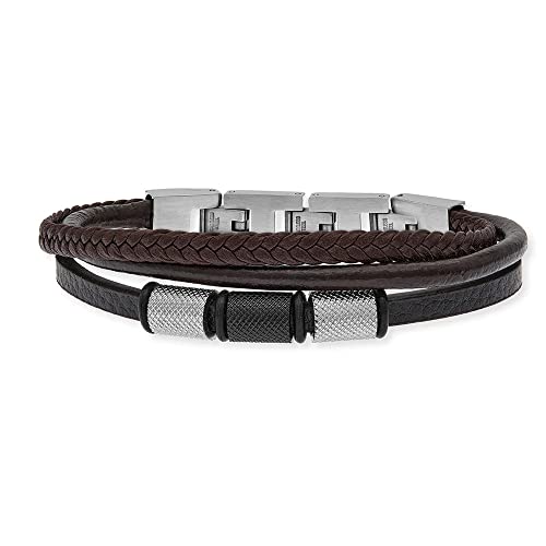 Save Brave Flynn geflochtenes braunes Leder Herren Armband mit Klappverschluss aus Edelstahl - in der Länge erweiterbar 18,5 + 3cm - ohne Nickel und Blei - inkl. Schmuckverpackung von SAVE BRAVE