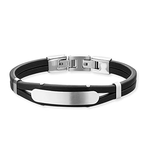 SAVE BRAVE Dexter Herren Armband geflochtenes schwarzes Leder mit Klappverschluss aus Edelstahl - Länge 22 cm - ohne Nickel und Blei - inkl. Schmuckverpackung von SAVE BRAVE