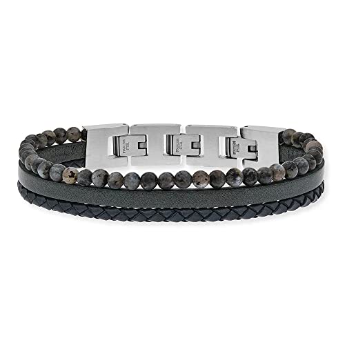 Save Brave Tyler geflochtenes Leder Herren Armband mit Klappverschluss aus Edelstahl - in der Länge erweiterbar 18,5 + 3cm - ohne Nickel und Blei - inkl. Schmuckverpackung von SAVE BRAVE