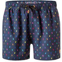 SAVE THE DUCK Herren Badeshorts blau Mikrofaser Gemustert von SAVE THE DUCK