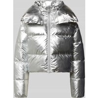 SAVE THE DUCK Cropped Steppjacke mit Stehkragen Modell 'GISELLE' in Silber, Größe XXL von SAVE THE DUCK