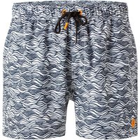 SAVE THE DUCK Herren Badeshorts blau Mikrofaser gemustert von SAVE THE DUCK