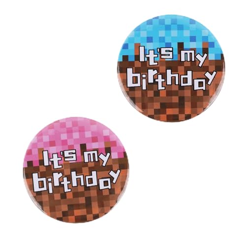 2 Stück It's My Birthday“-Anstecker, Pixel-Stil Happy Birthday Button Abzeichen Spaß Party-Dekorationen Outfit-Zubehör für Jungen Mädchen Kinder Erwachsene Männer und Frauen (5,7cm) von SAVITA