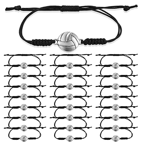 24-teiliges Volleyball Armband, Volleyball-Charm-Armband, Verstellbar mit Volleyball-Anhänger, Dekoration, Geschenke für Teenager, Mädchen, Jungen, Damen, Herren, Teamspieler von SAVITA