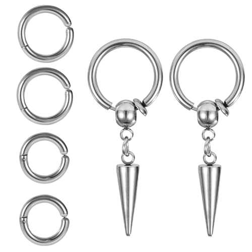 2stk Spike und 4stk Creolen, Langlebige Spike-Ohrhänger und Creolen zus Edelstahl Kleiner Stilvoller Schmuck für Frauen von SAVITA