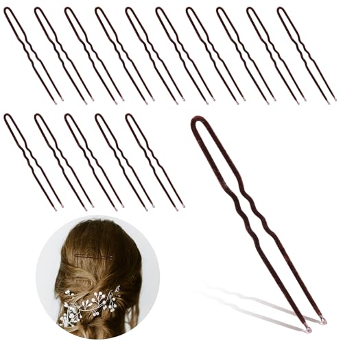 50 Stück 7,5cm U-förmige Haarnadeln, Weich Beflockt Haarnadeln French Twist Französischer Stil uförmige haar pins für Dutts Frisuren Frauen Mädchen Hochzeit Salon (Braun) von SAVITA