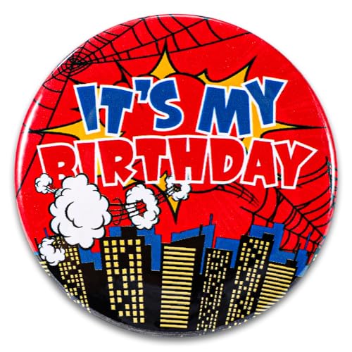 It’s My Birthday Anstecknadel, 5,8cm Happy Birthday-Button Spinnennetz-Motiv für Partydekorationen für Jungen Mädchen Männer und Frauen Zubehör (Stil A) von SAVITA