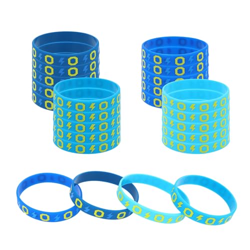 SAVITA 24 Stück Silikon Armbänder, Blaue Cartoon Charakter Armbänder Lustige Stylische Party Deko Accessoires im Zeichentrick-Design für Geburtstagsfeiern von SAVITA