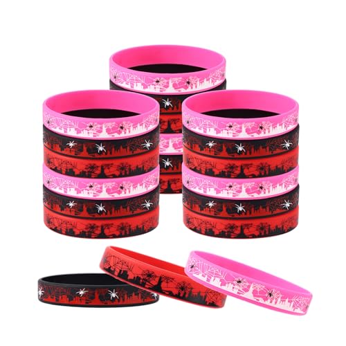 SAVITA 24 Stück Silikon Spinnen Armbänder, Coole Geburtstagsdekoration mit Spinnennetz Muster für Spider Themen Geburtstagsfeier Zubehör von SAVITA