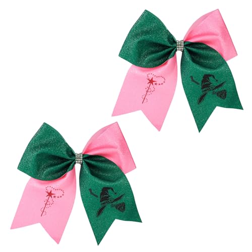 SAVITA 2stk Rosa und Grün Funkelnde Haarklammer Schleife, Süße Glitzer Haarschleifen Fangeschenk Halloween Outfit Accessoire für Frauen von SAVITA