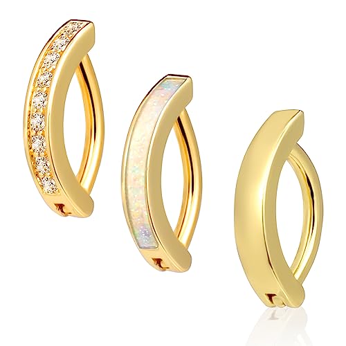 3 Stück 14G Clicker Bauchnabel Ring, Klein 316L Chirurgischer Edelstahl Bauchnabelringe CZ-Opal Umgekehrte Nabelringe Reifenbauchring Körperringe Schmuck für Frauen (Gold) von SAVITA