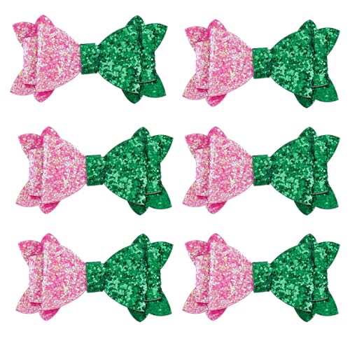 SAVITA 6stk Rosa und Grüne Hexen-Haarschmuck, Niedliche Glitzer Haarschleifen Spangen Fächer Geschenke Halloween Outfit Zubehör für Damen von SAVITA