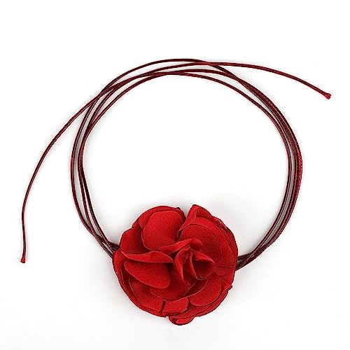 Vintage Choker Halsband Blumen, Boho Blumen Halskette Verstellbare Stoff Rosen Halskette für Frauen Mädchen Braut Hochzeit Party Geburtstag (Weiss) von SAVITA