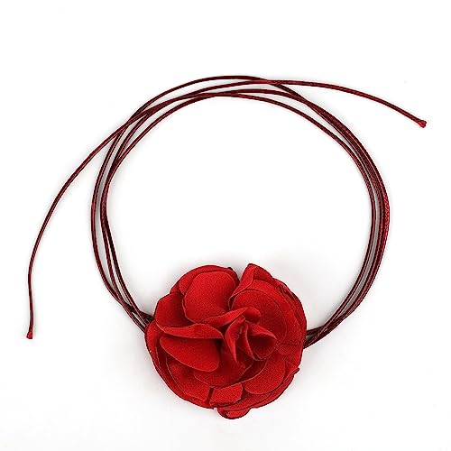 SAVITA Vintage Choker Halsband Blumen, Boho Blumen Halskette Verstellbare Stoff Rosen Halskette für Frauen Mädchen Braut Hochzeit Party Geburtstag (Weiss) von SAVITA