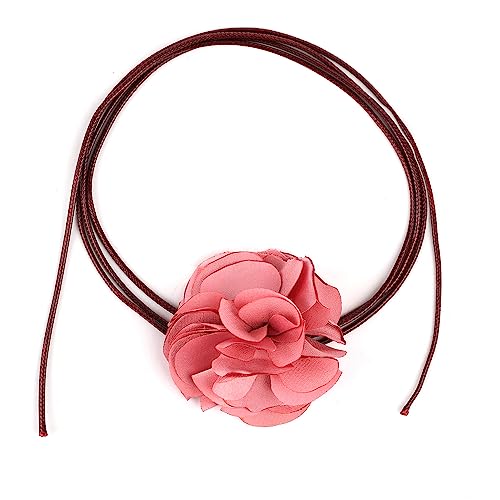 SAVITA Vintage Choker Halsband Blumen, Boho Blumen Halskette Verstellbare Stoff Rosen Halskette für Frauen Mädchen Braut Hochzeit Party Geburtstag (Zimtrosa) von SAVITA