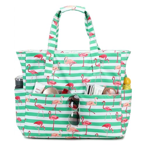 SAVOSWEET Große Damen Strandtasche - Faltbare Badetasche mit Reißverschluss für Reisen - Wasserdichte Strandtasche für Familie & Frauen von SAVOSWEET