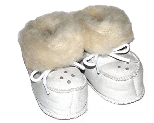 SAWA-ART Baby Lammfellschuhe für Mädchen und Jungen, weiss,Gr.17 von SAWA-ART