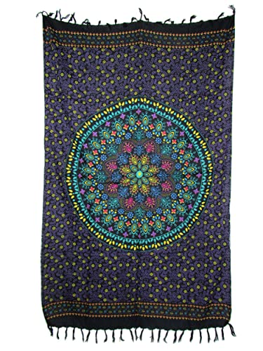 SAWA-ART Sarong Pareo Blumenmandala lila-gelb/große Auswahl schönste Farben/Wickelrock Strandtuch Sauna-Tuch Wickelkleid Schal Wickeltuch Bademode Freizeitmode Sommermode/aus 100% Viskose von SAWA-ART