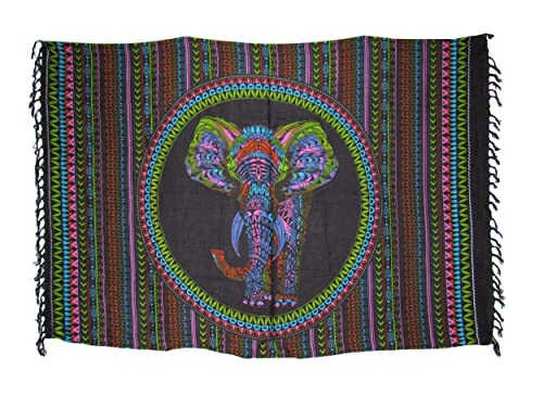 SAWA-ART Sarong Pareo Elefant Ethno bunt/große Auswahl schönste Farben/Wickelrock Strandtuch Sauna-Tuch Wickelkleid Schal Wickeltuch Bademode Freizeitmode Sommermode/aus 100% Viskose von SAWA-ART