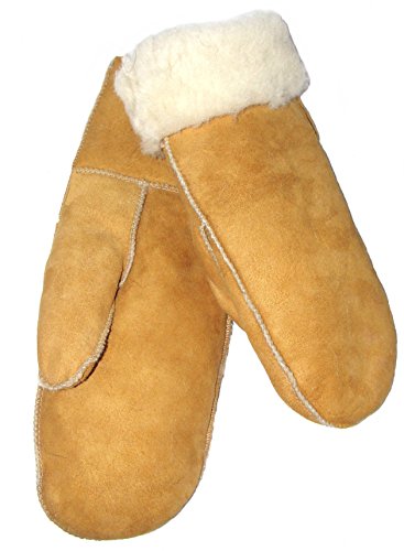 SAWA Kinder Handschuhe aus Lammfell beige 100% gewachsenes Lammfell Fäustlinge für Kinder von SAWA