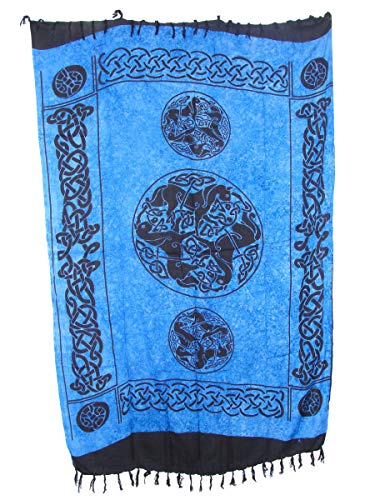 SAWA-ART Sarong Pareo Keltische Pferde blau-hellblau große Auswahl schönste Farben/Wickelrock Strandtuch Sauna-Tuch Wickelkleid Schal Wickeltuch Bademode Freizeitmode Sommermode/aus 100% Viskose von SAWA-ART