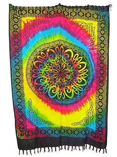 Sarong Pareo Keltisches Blumen Mandala II Regenbogen-neu/große Auswahl schönste Farben/Wickelrock Strandtuch Sauna-Tuch Wickelkleid Schal Wickeltuch Bademode Freizeitmode Sommermode/aus 100% Viskose von SAWA