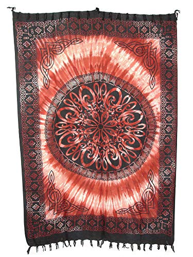 Sarong Pareo Keltisches Blumen Mandala II Terracotta/große Auswahl schönste Farben/Wickelrock Strandtuch Sauna-Tuch Wickelkleid Schal Wickeltuch Bademode Freizeitmode Sommermode/aus 100% Viskose von SAWA