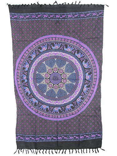 Sarong Pareo Mandala Elefant V violett-blau große Auswahl schönste Farben/Wickelrock Strandtuch Sauna-Tuch Wickelkleid Schal Wickeltuch Bademode Freizeitmode Sommermode/aus 100% Viskose von SAWA