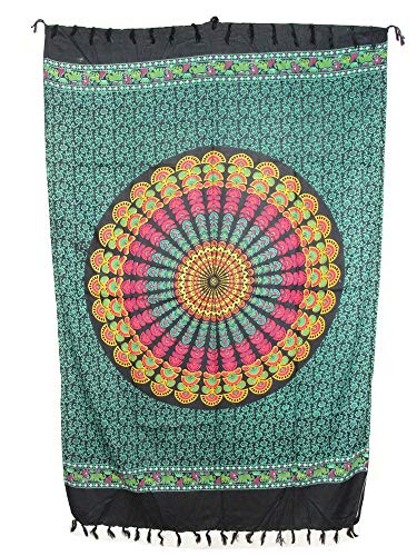 Sarong Pareo Mandala Maya II mintgrün/große Auswahl schönste Farben/Wickelrock Strandtuch Sauna-Tuch Wickelkleid Schal Wickeltuch Bademode Freizeitmode Sommermode/aus 100% Viskose von SAWA