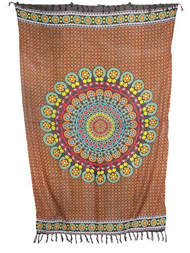 Sarong Pareo Mandala Passion orange-schwarz/große Auswahl schönste Farben/Wickelrock Strandtuch Sauna-Tuch Wickelkleid Schal Wickeltuch Bademode Freizeitmode Sommermode/aus 100% Viskose von SAWA