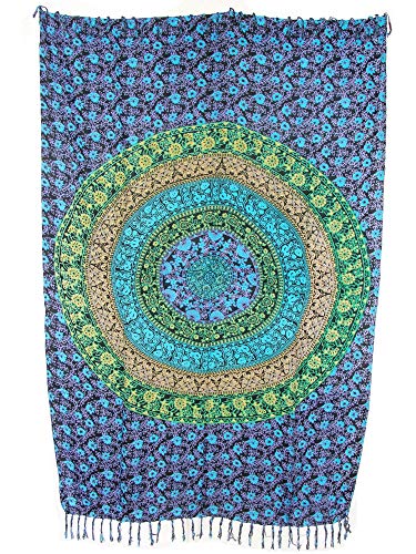 Sarong Pareo Mandala mit Blumen lila-blau/große Auswahl schönste Farben/Wickelrock Strandtuch Sauna-Tuch Wickelkleid Schal Wickeltuch Bademode Freizeitmode Sommermode/aus 100% Viskose von SAWA