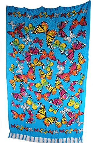 Sarong Pareo Schmetterlinge Blau Wickelrock Strandtuch Tuch Wickelkleid von SAWA