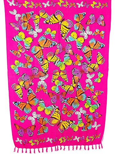 Sarong Pareo Schmetterlinge Pink Wickelrock Strandtuch Tuch Wickelkleid von SAWA