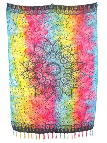 Sarong Pareo Sternblume Regenbogen/große Auswahl schönste Farben/Wickelrock Strandtuch Sauna-Tuch Wickelkleid Schal Wickeltuch Bademode Freizeitmode Sommermode/aus 100% Viskose von SAWA