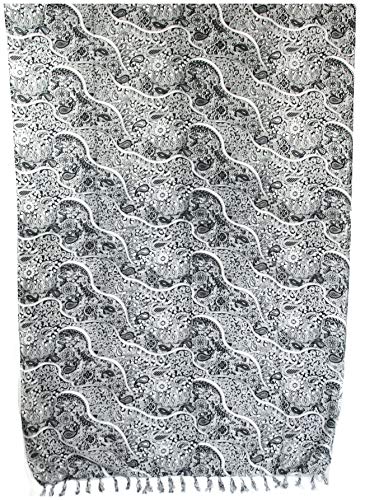Sarong Pareo Wickelrock Strandtuch Tuch zum Binden Paisley II schwarz-Weiss/große Auswahl schönste Farben/Sauna-Tuch Wickelkleid Schal Wickeltuch Bademode Freizeitmode Sommermode/aus 100% Viskose von SAWA