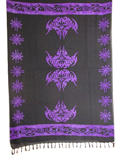 Sarong Pareo Wickelrock Strandtuch Tuch zum Binden Tattoo Design Lila/große Auswahl schönste Farben/Sauna-Tuch Wickelkleid Schal Wickeltuch Bademode Freizeitmode Sommermode/aus 100% Viskose von SAWA