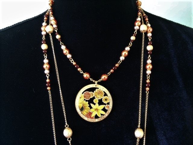 Laser-Cut Halskette; 3-strang Perlenkette; Lange Multi-strang Halskette von SAWDesignsByStacie