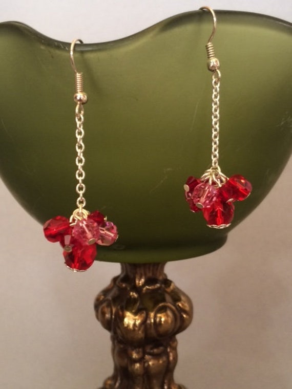 Rosa, Rubin Und Roten Kristall-Cluster Ohrringe; Crystal Kristall Tropfen Kristall-Cluster-Ohrringe Rosa, Rubin Und Roten Kristall-Cluster Ohrringe; Crystal Kristall Tropfen Kristall-Cluster-Ohrringe von SAWDesignsByStacie