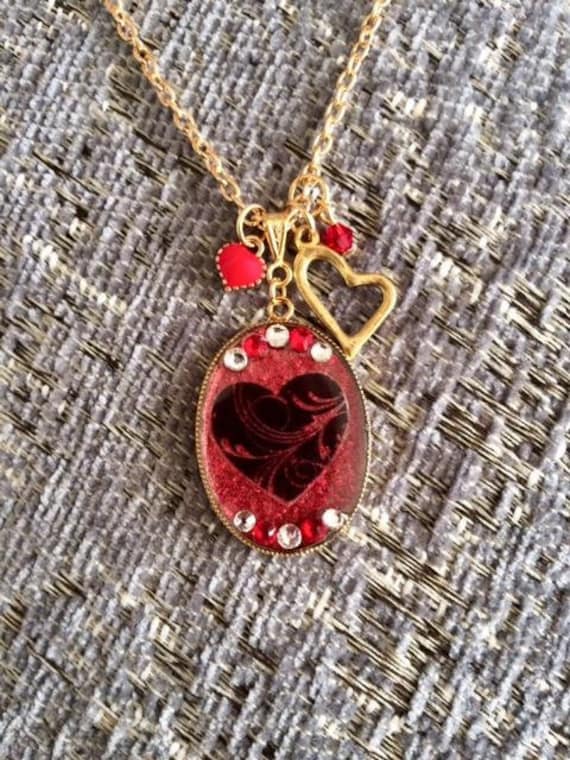 Valentine Halskette; Valentinstag Schmuck; Herz Herz-Schmuck; Damen Frauen Geschenk; Rotes von SAWDesignsByStacie